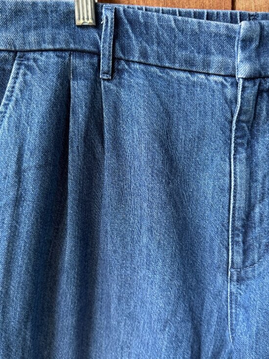 NWT GAP Blue Denim Pleated Wide Leg Jeans in Women's 32/14 Petite - Picture 4 of 10